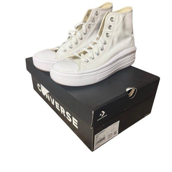 Size 8.5 - Converse Chuck Taylor All Star Move High White Ivory W